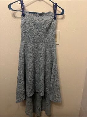 City Studio Strapless Lace High-Low Dress in Light Blue